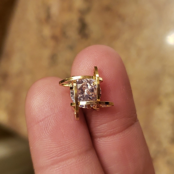 Goldtone CZ Stud Earrings - Picture 2 of 3